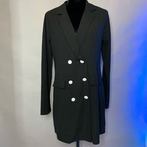 Solid Double Button Blazer Dress